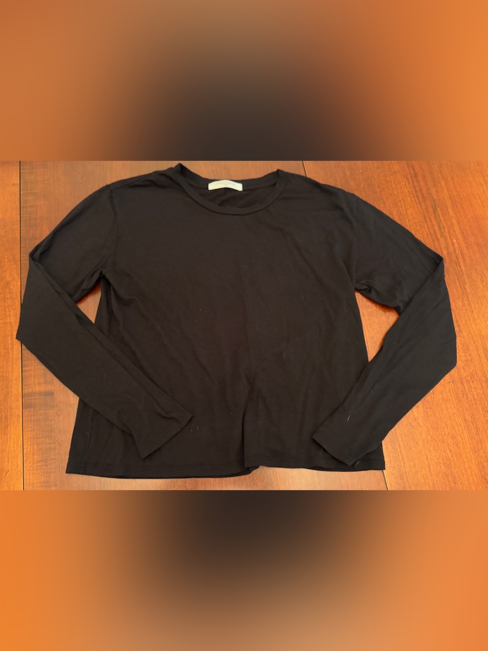 perfectwhitetee Black Long Sleeve Crewneck Top